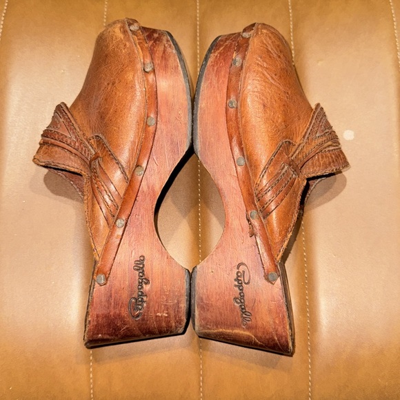 Women’s vintage brown Wooden leather clogs The shop for Pappagallo 6B - Picture 4 of 8
